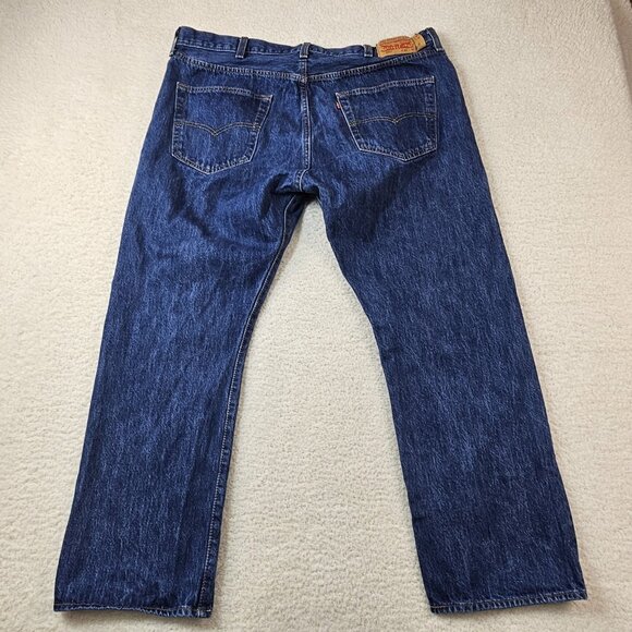Levi's 501 Jeans Men's 42x30 Blue Denim Copper Rivets Button Fly Dark Wash - Picture 2 of 16